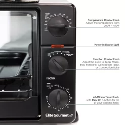 Elite Cuisine Multi-Function Countertop Toaster Oven Broiler -Home-Kitchen 1560504 ALT5