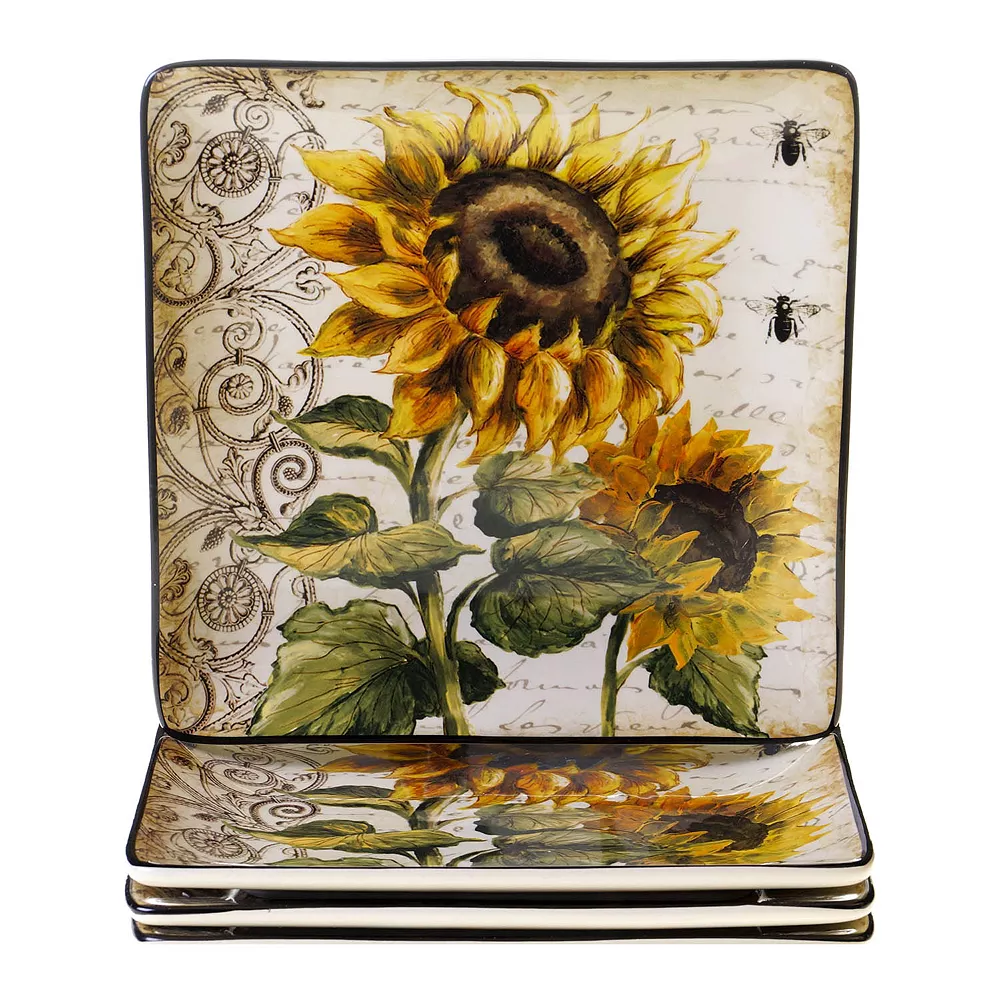 Certified International French Sunflowers 4-pc. Square Dinner Plate Set 3 Certified International French Sunflowers 4-pc. Square Dinner Plate Set
