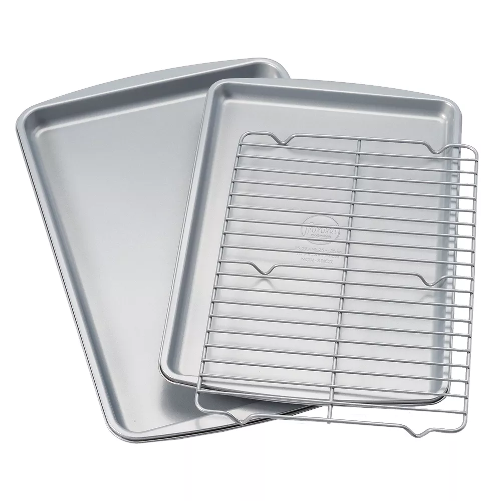 Food Network™ 3-pc. Nonstick Cookie Sheet Set With Cooling Rack 3 Food Network™ 3-pc. Nonstick Cookie Sheet Set With Cooling Rack
