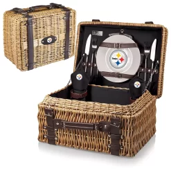 Picnic Time Pittsburgh Steelers Champion Willow Picnic Basket With Service For 2