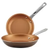 Ayesha Curry Home Collection Porcelain Enamel Nonstick Skillet Twin Pack -Home-Kitchen 3280907 Brown