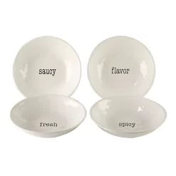 Certified International Just Words 4-piece Soup/Pasta Bowl Set