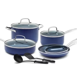 Blue Diamond 10-piece Enhanced Ceramic Nonstick Cookware Set As Seen On TV