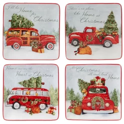 Certified International Home For Christmas 4-piece Dessert Plate Set