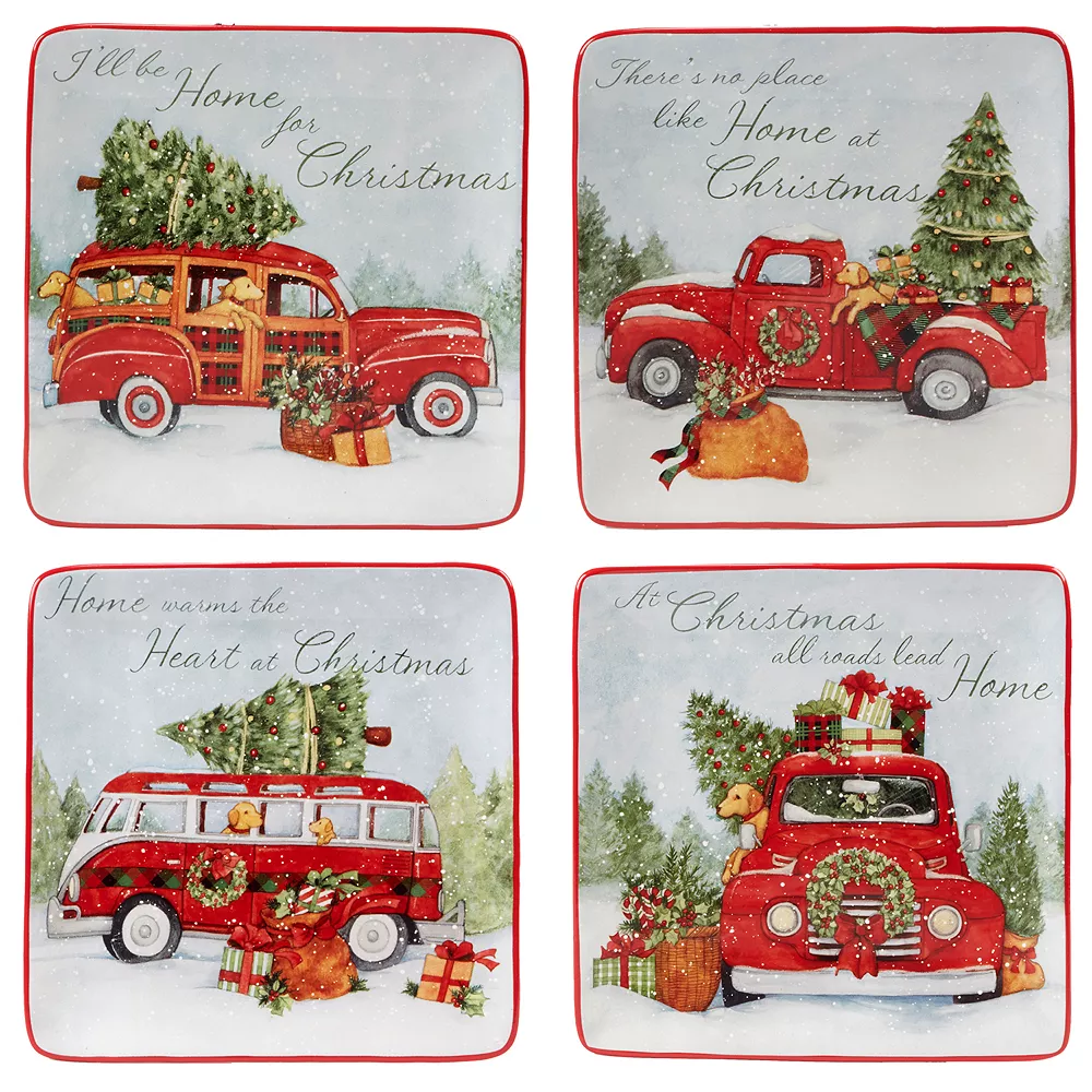 Certified International Home For Christmas 4-piece Dessert Plate Set 3 Certified International Home For Christmas 4-piece Dessert Plate Set