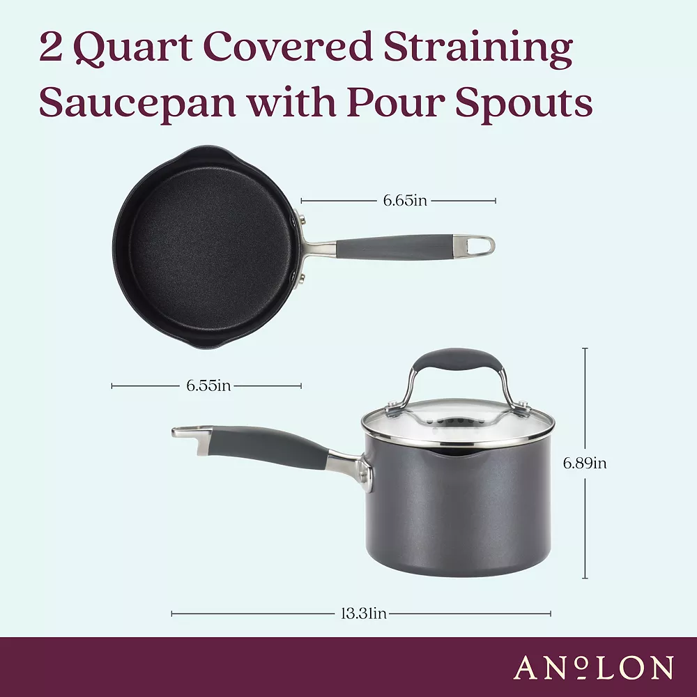 Anolon Advanced Home Hard-Anodized Nonstick 2-qt. Straining Saucepan 4 Anolon Advanced Home Hard-Anodized Nonstick 2-qt. Straining Saucepan - Image 2