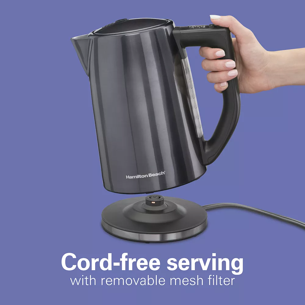 Hamilton Beach 1.7-Liter Variable Temperature Black Stainless Kettle 8 Hamilton Beach 1.7-Liter Variable Temperature Black Stainless Kettle - Image 6