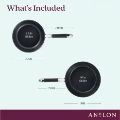 Anolon SmartStack Hard-Anodized Nesting Skillet Set, 2-Piece, Black 8 Anolon SmartStack Hard-Anodized Nesting Skillet Set, 2-Piece, Black -Home-Kitchen 3917339 ALT2