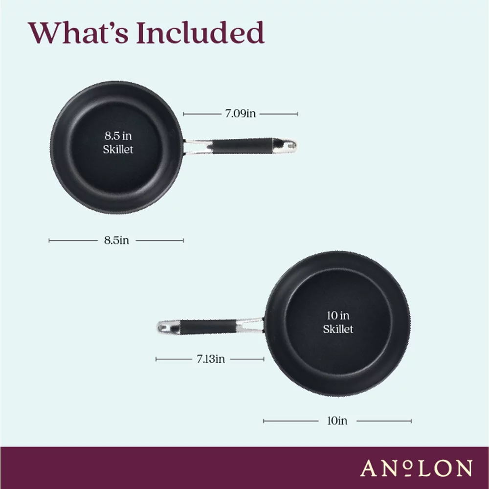 Anolon SmartStack Hard-Anodized Nesting Skillet Set, 2-Piece, Black 5 Anolon SmartStack Hard-Anodized Nesting Skillet Set, 2-Piece, Black - Image 3