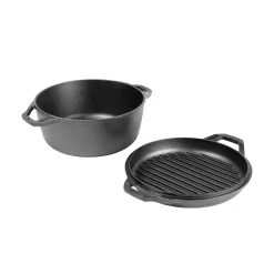 Lodge Chef Collection 6-qt. Pre-Seasoned Cast-Iron Double Dutch Oven