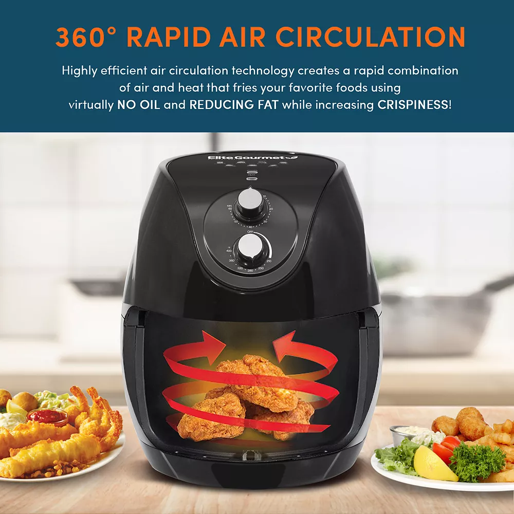 Elite Gourmet 6.5-qt. Air Fryer With Adjustable Timer & Temperature 6 Elite Gourmet 6.5-qt. Air Fryer With Adjustable Timer & Temperature - Image 4