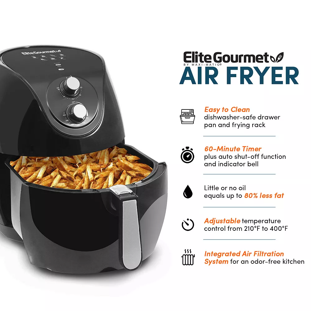 Elite Gourmet 6.5-qt. Air Fryer With Adjustable Timer & Temperature 8 Elite Gourmet 6.5-qt. Air Fryer With Adjustable Timer & Temperature - Image 6