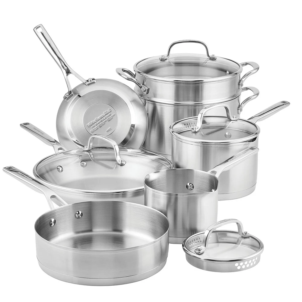 KitchenAid® 3-Ply 11-pc. Stainless Steel Cookware Set 3 KitchenAid® 3-Ply 11-pc. Stainless Steel Cookware Set