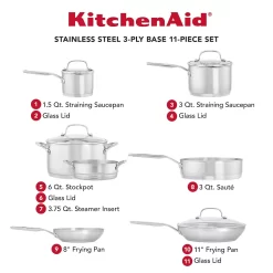 KitchenAid® 3-Ply 11-pc. Stainless Steel Cookware Set 12 KitchenAid® 3-Ply 11-pc. Stainless Steel Cookware Set -Home-Kitchen 4618419 ALT6