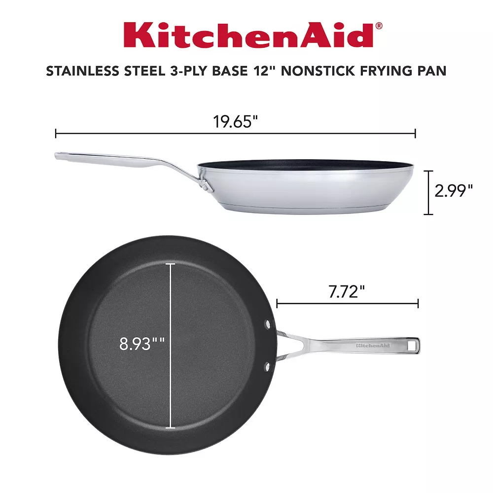KitchenAid® 3-Ply 12-in. Stainless Steel Nonstick Frypan 7 KitchenAid® 3-Ply 12-in. Stainless Steel Nonstick Frypan - Image 5