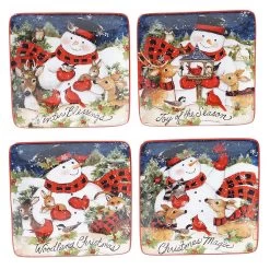 Certified International Magic Of Christmas Snowman 4-pc. Canape Plate Set