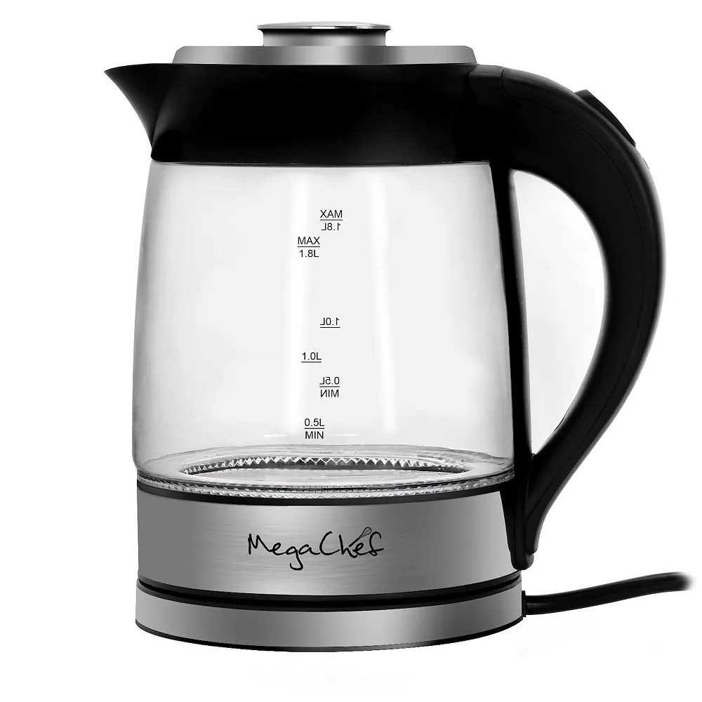 MegaChef 1.8-Liter Cordless Glass & Stainless Steel Electric Tea Infuser Kettle 3 MegaChef 1.8-Liter Cordless Glass & Stainless Steel Electric Tea Infuser Kettle