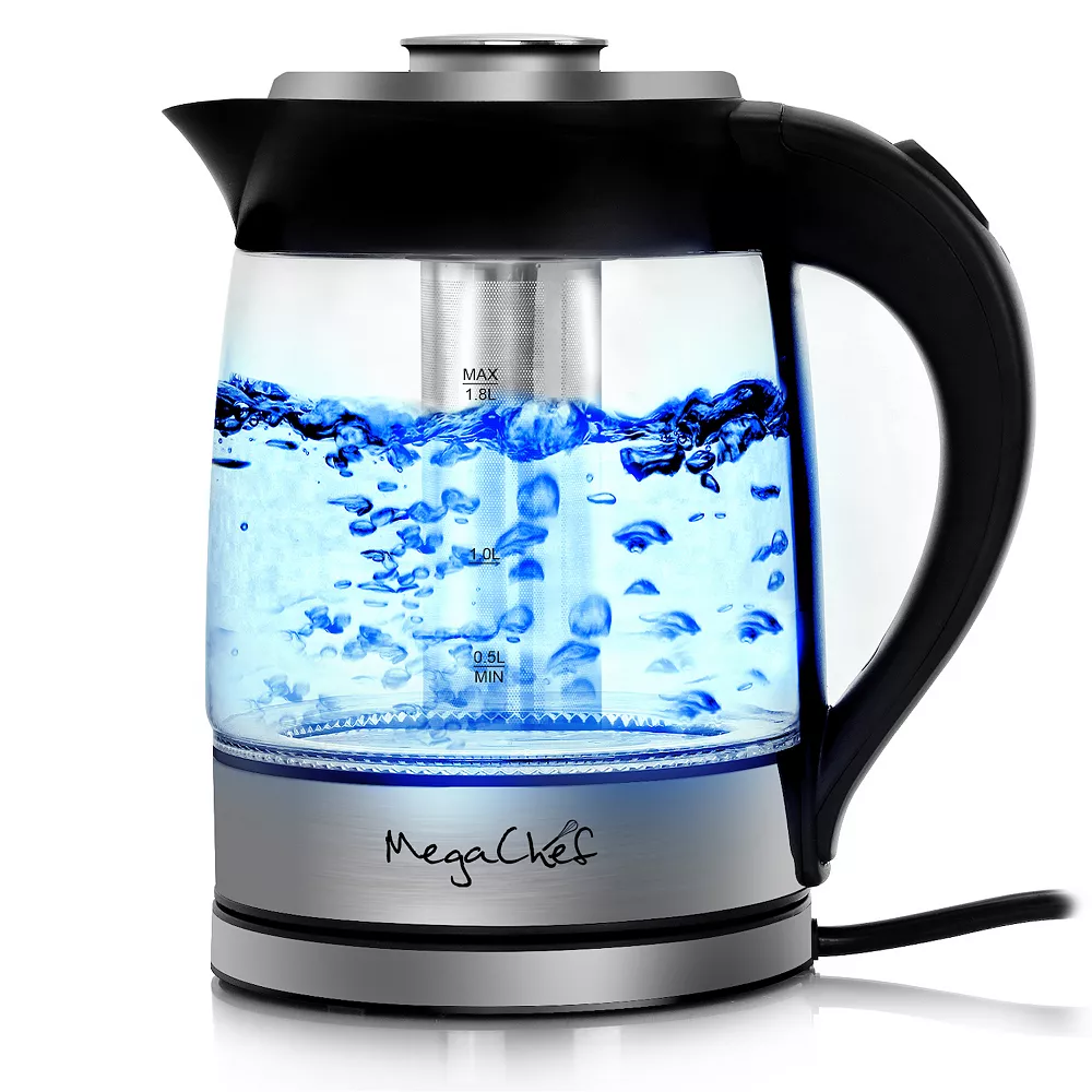 MegaChef 1.8-Liter Cordless Glass & Stainless Steel Electric Tea Infuser Kettle 4 MegaChef 1.8-Liter Cordless Glass & Stainless Steel Electric Tea Infuser Kettle - Image 2