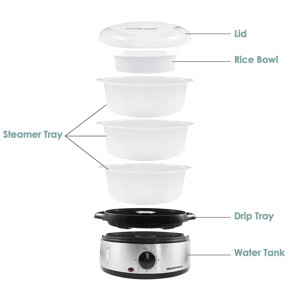 Elite 9-qt. 3-Tier Food Steamer 6 Elite 9-qt. 3-Tier Food Steamer - Image 4