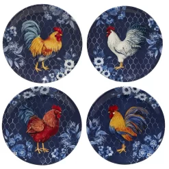 Certified International Indigo Rooster 4-pc. Salad Plate Set