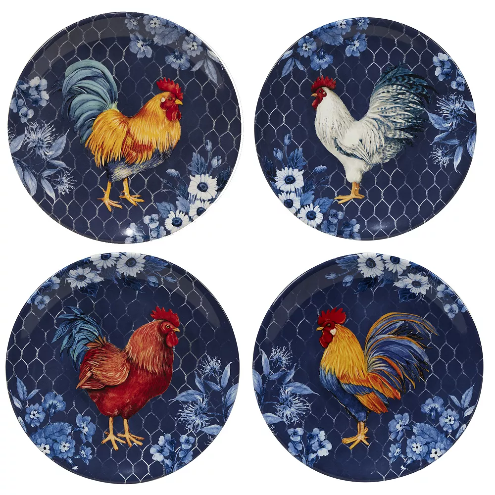 Certified International Indigo Rooster 4-pc. Salad Plate Set 3 Certified International Indigo Rooster 4-pc. Salad Plate Set