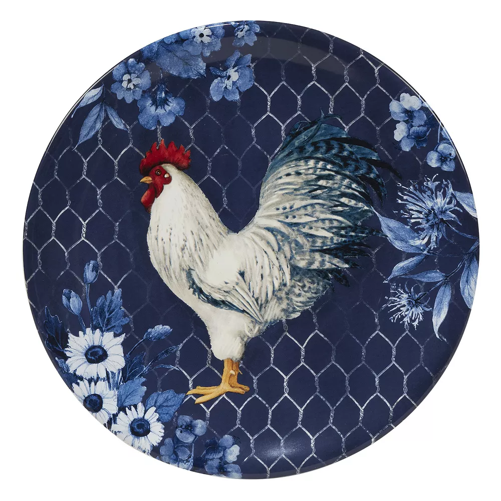 Certified International Indigo Rooster 4-pc. Salad Plate Set 4 Certified International Indigo Rooster 4-pc. Salad Plate Set - Image 2