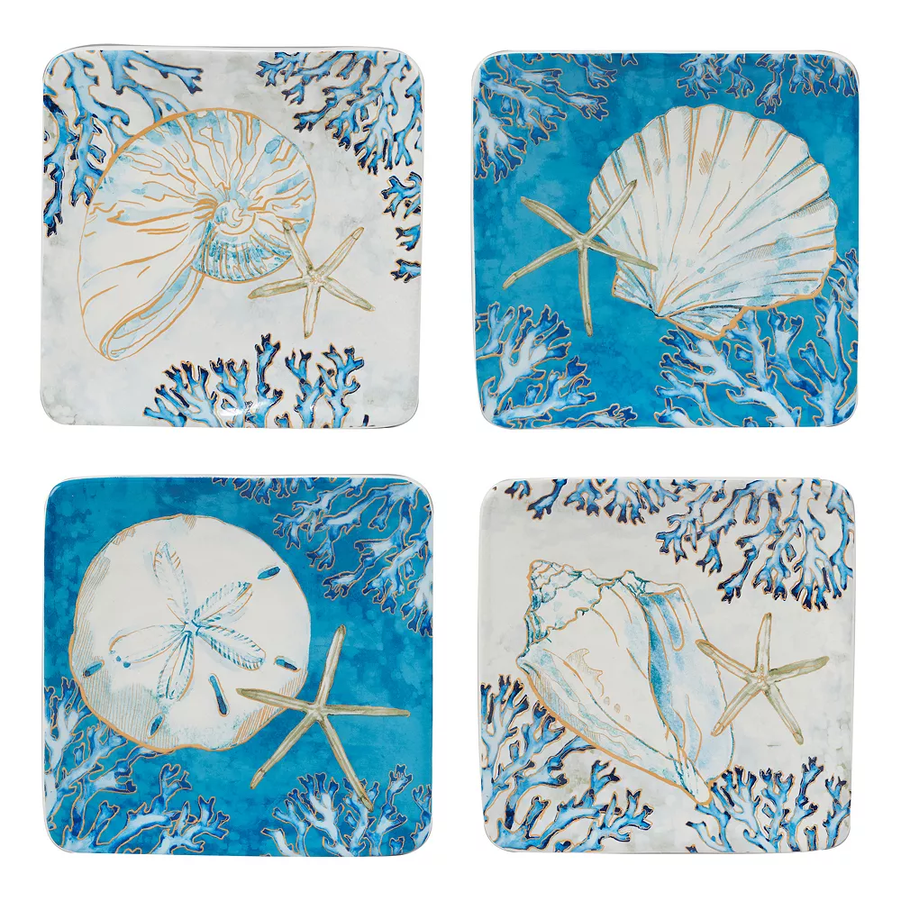 Certified International Playa Shells 4-pc. Canape Plate Set 3 Certified International Playa Shells 4-pc. Canape Plate Set