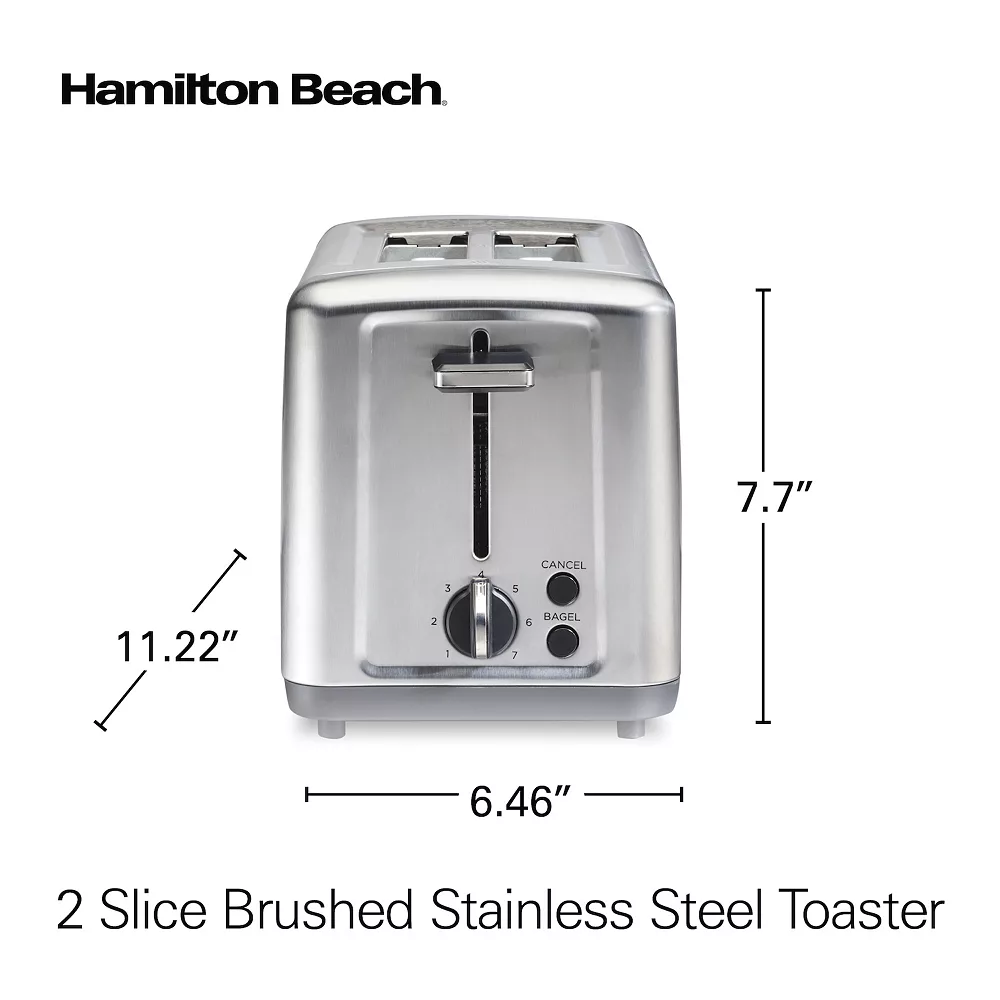 Hamilton Beach 2-Slice Brushed Stainless Steel Toaster 7 Hamilton Beach 2-Slice Brushed Stainless Steel Toaster - Image 5