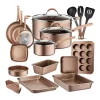 NutriChef Nonstick Cooking Kitchen Cookware Pots And Pans, 20 Piece Set, Bronze -Home-Kitchen 5070562