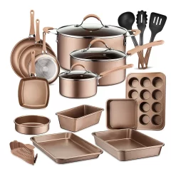 Home-Kitchen 22 NutriChef Nonstick Cooking Kitchen Cookware Pots And Pans, 20 Piece Set, Bronze