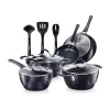 NutriChef 11 Piece Nonstick Diamond Pattern Kitchen Cookware Set, Dark Blue -Home-Kitchen 5070845