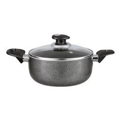 Brentwood BP-506 6 Quart Aluminum Granite Textured Non-Stick Dutch Oven, Black