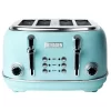 Haden Heritage 4-Slice Wide Slot Stainless Steel Body Retro Toaster, Turquoise