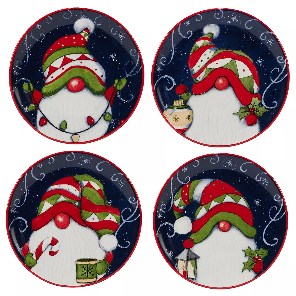 Certified International Hoiday Magic Gnomes 4-pc. Canape Plate Set 3 Certified International Hoiday Magic Gnomes 4-pc. Canape Plate Set