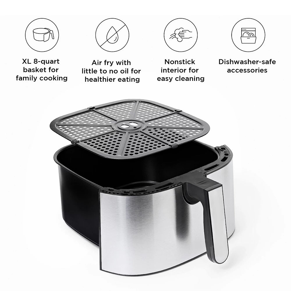 Chefman 8-qt. Stainless Steel TurboFry Digital Air Fryer 5 Chefman 8-qt. Stainless Steel TurboFry Digital Air Fryer - Image 3
