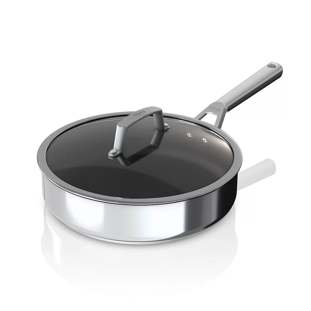 Ninja Foodi NeverStick Stainess Steel 3-qt. Sauté Pan With Glass Lid 3 Ninja Foodi NeverStick Stainess Steel 3-qt. Sauté Pan With Glass Lid