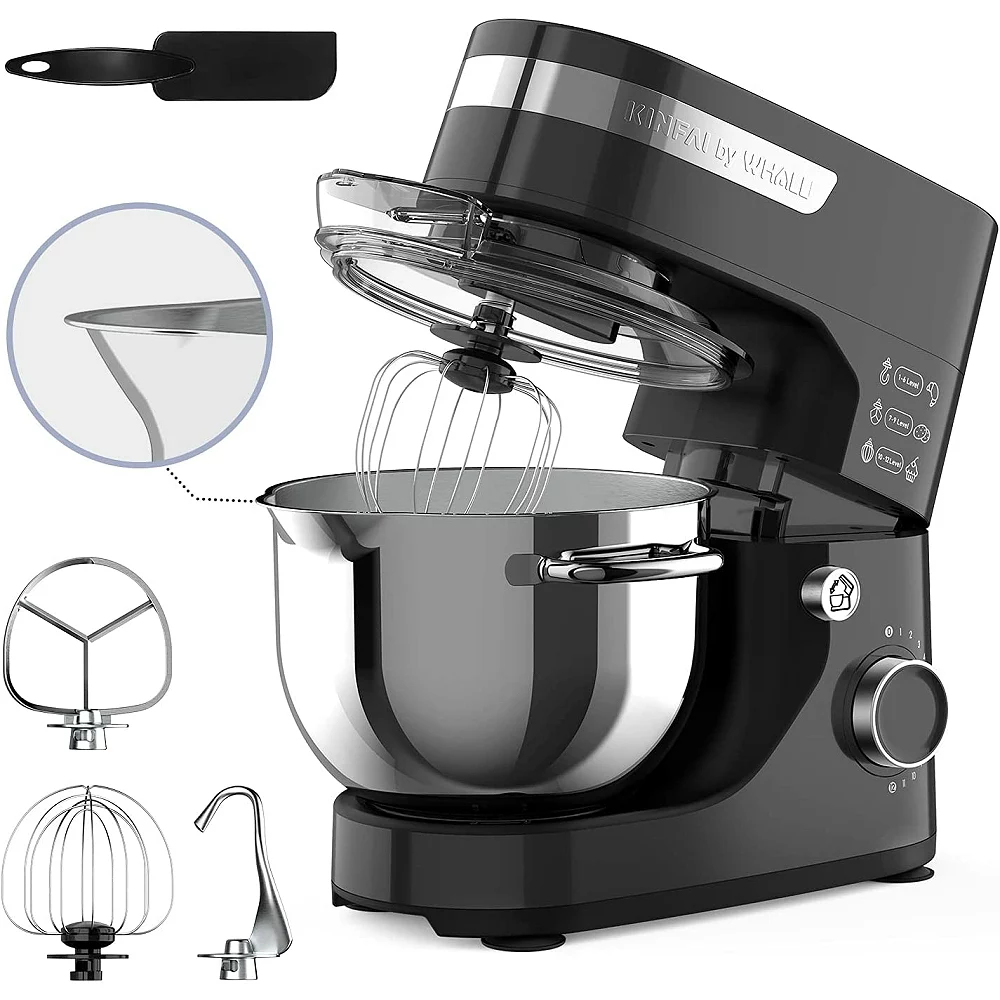 Whall Kinfai Electric Kitchen Stand Mixer Machine With 4.5 Quart Bowl For Baking, Dough, Cooking - Black 3 Whall Kinfai Electric Kitchen Stand Mixer Machine With 4.5 Quart Bowl For Baking, Dough, Cooking - Black