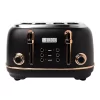 Haden Heritage 4 Slice Wide Slot Stainless Steel Toaster With Tray, Black/Copper -Home-Kitchen 5413838