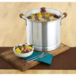 IMUSA 32qt. Steamer (Stock Pot) With Glass Lid And Wood-look Handle -Home-Kitchen 5496057 ALT4