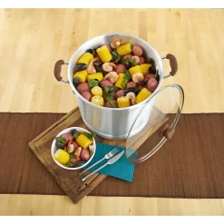 IMUSA 32qt. Steamer (Stock Pot) With Glass Lid And Wood-look Handle -Home-Kitchen 5496057 ALT5