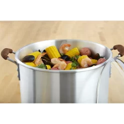 IMUSA 32qt. Steamer (Stock Pot) With Glass Lid And Wood-look Handle -Home-Kitchen 5496057 ALT6