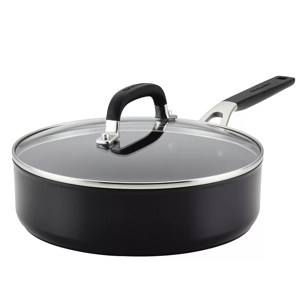 KitchenAid® Hard-Anodized Nonstick Deep Frying Sauté Pan With Lid, 3-Quart 3 KitchenAid® Hard-Anodized Nonstick Deep Frying Sauté Pan With Lid, 3-Quart