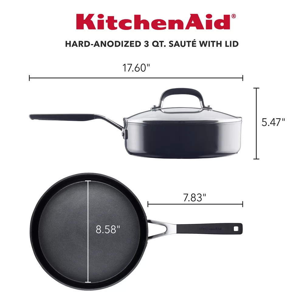 KitchenAid® Hard-Anodized Nonstick Deep Frying Sauté Pan With Lid, 3-Quart 8 KitchenAid® Hard-Anodized Nonstick Deep Frying Sauté Pan With Lid, 3-Quart - Image 6