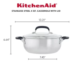 KitchenAid® 4-qt. Stainless Steel Casserole With Lid 11 KitchenAid® 4-qt. Stainless Steel Casserole With Lid -Home-Kitchen 5496785 ALT5