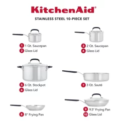 KitchenAid® 10-pc. Stainless Steel Cookware Set 9 KitchenAid® 10-pc. Stainless Steel Cookware Set -Home-Kitchen 5496790 ALT