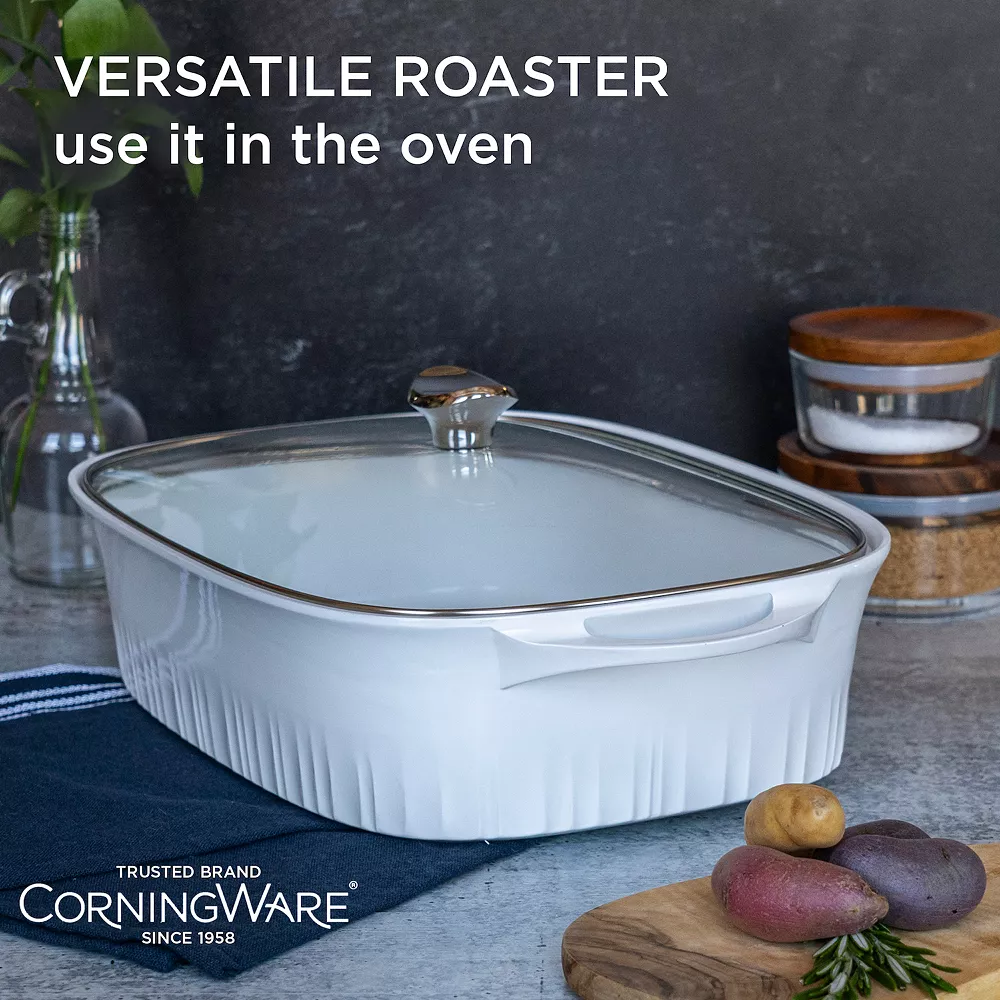 CorningWare Nonstick Cast-Aluminum 5.7-qt. Roaster With Glass Lid 5 CorningWare Nonstick Cast-Aluminum 5.7-qt. Roaster With Glass Lid - Image 3