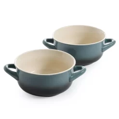 Crock-Pot 30oz Artisan Stoneware Soup Bowl W/ Handle, 2 Pack, Gray Gradient
