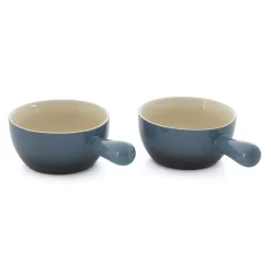 Crock-Pot 22oz Artisan Stoneware Soup Bowl W/ Handle, 2-Pack, Gray Gradient