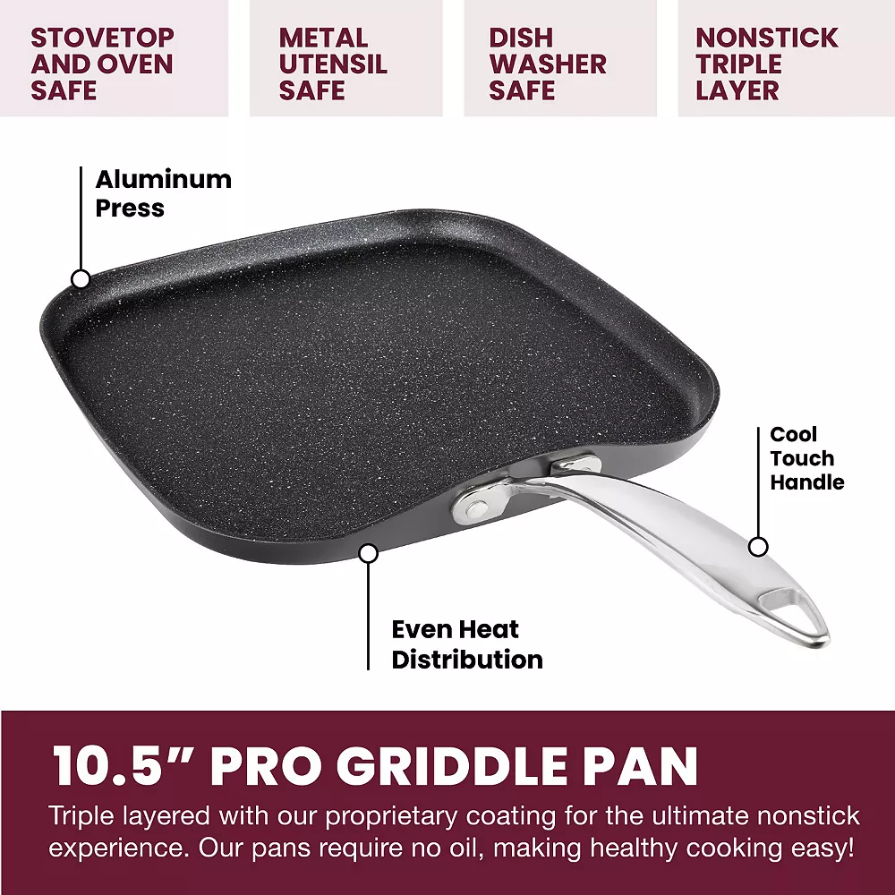 Granitestone Diamond Pro 2-pc. Hard-Anodized Nonstick Grill & Griddle Pan Set 4 Granitestone Diamond Pro 2-pc. Hard-Anodized Nonstick Grill & Griddle Pan Set - Image 2