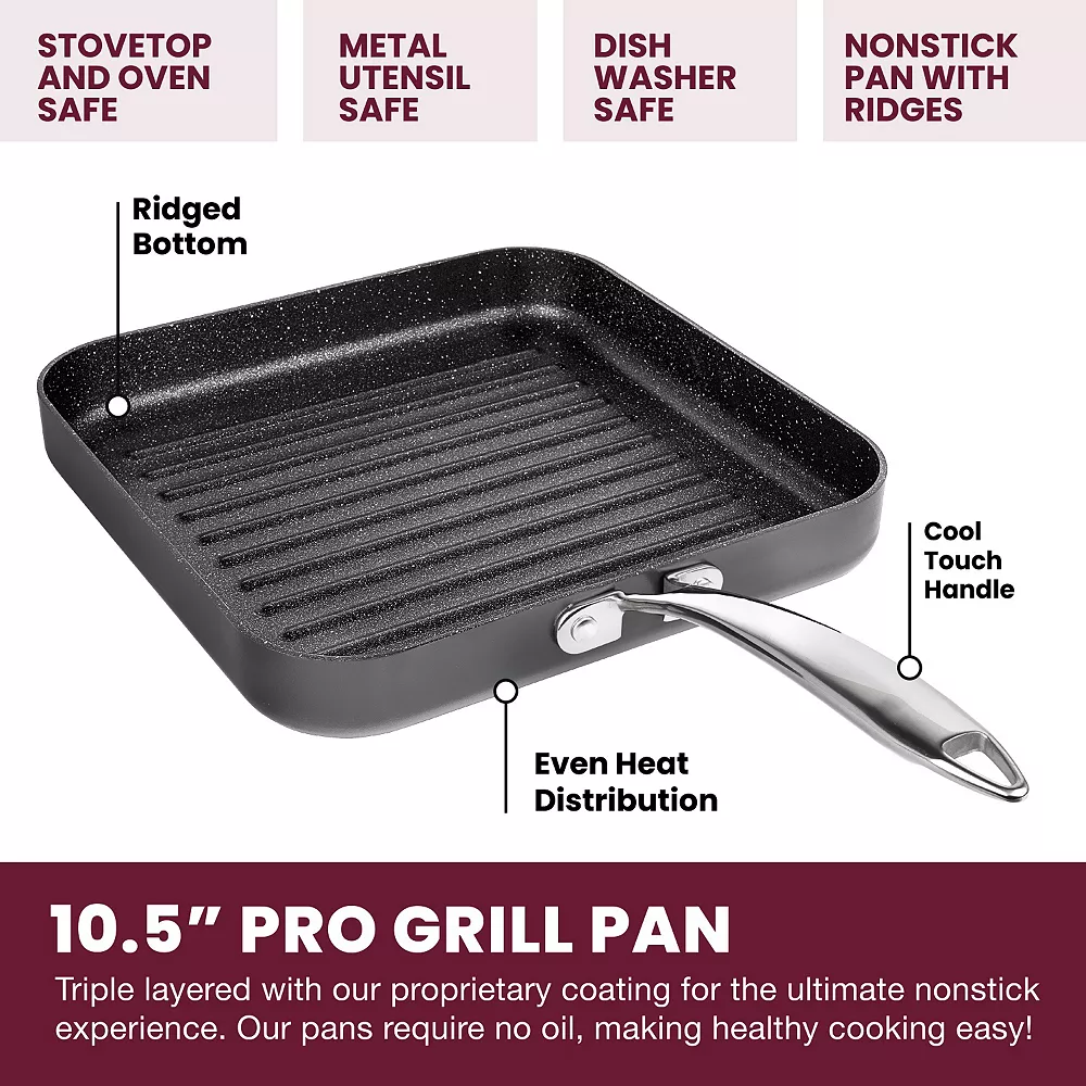 Granitestone Diamond Pro 2-pc. Hard-Anodized Nonstick Grill & Griddle Pan Set 5 Granitestone Diamond Pro 2-pc. Hard-Anodized Nonstick Grill & Griddle Pan Set - Image 3